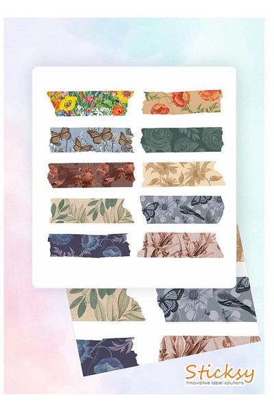 Sticksy Vintage Tape Sticker Set , Nostalgia Vintage Sticker Pastel Colors Tape Sticker Retro