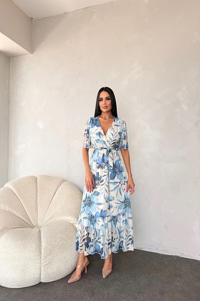 LİLA İSTANBUL Rochie de vară cu guler dublu cu imprimeu floral