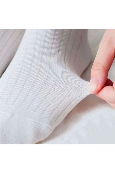 kidy 3 Pairs Women's Ribbed Short White Booties Socks Set