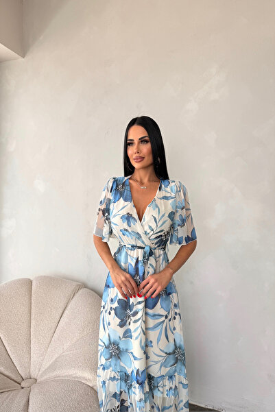 LİLA İSTANBUL Rochie de vară cu guler dublu cu imprimeu floral