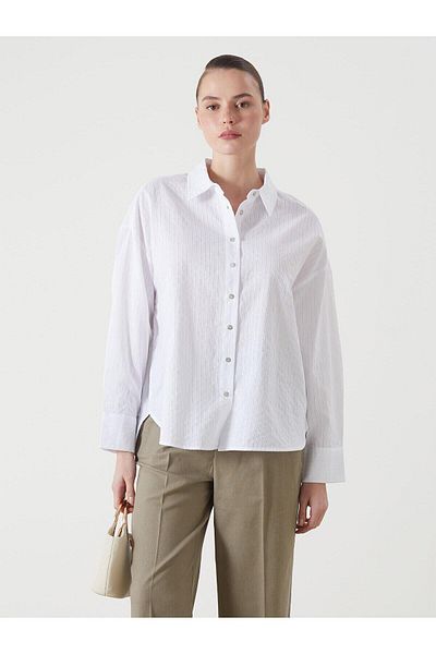 LC Waikiki Γυναικείο πουκάμισο LCW Vision ριγέ Oversize