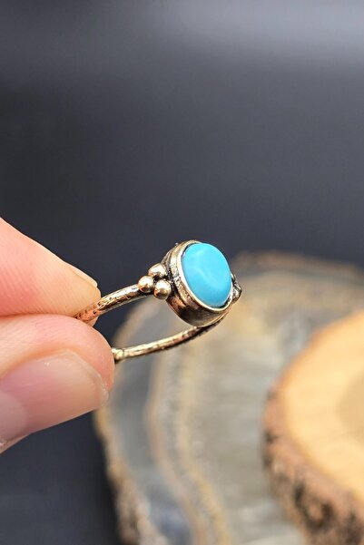 NBS Beautiful Naturel Stones Kadın Bakır Firuze Zarif, İnce Tasarım Trend Yüzük Ayarlanabilir ( Hediye , Günlük , Kombin)