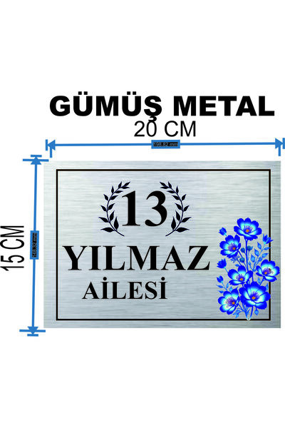 sıradışıhediyem METAL KAPI İSİMLİĞİ DESENLİ METAL LEVHA ÖLÇÜ 20 X 15 CM