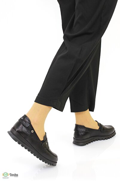 Mammamia Kadın Hakiki Deri Bağsız Günlük Ortopedik  Loafer Ayakkabı