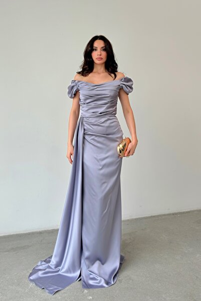 Serica Moda Βραδινό φόρεμα με ντραπέ ώμου