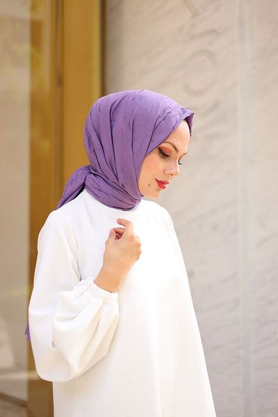 Melodi Scarf Dark Lilac Bamboo Crochet Shawl