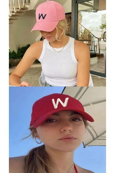 w white stars sports & wear Αθλητικό Καπέλο Unisex W Κεντημένο Velcro Ρυθμιζόμενο καπέλο σετ 2 τεμαχίων