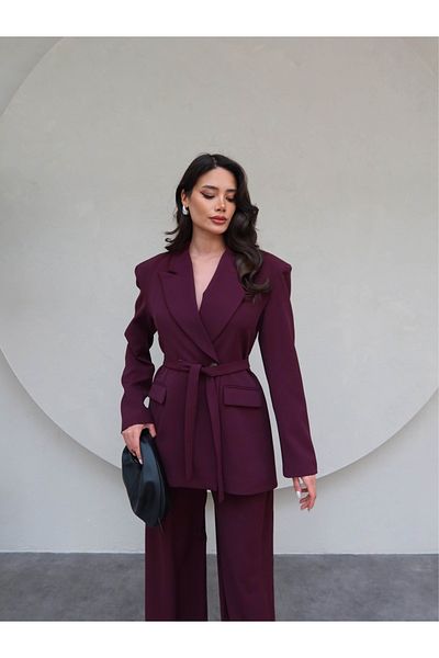 ESRAHELVACI Padded Double Breasted Belted Jacket Pants Set