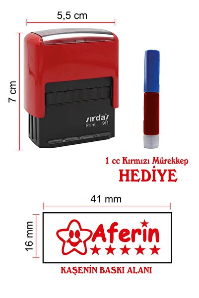 cabuk baskı Sırdaş Kaşe | Aferin | Öğretmen Kaşesi | Kendinden Mürekkepli Kır...