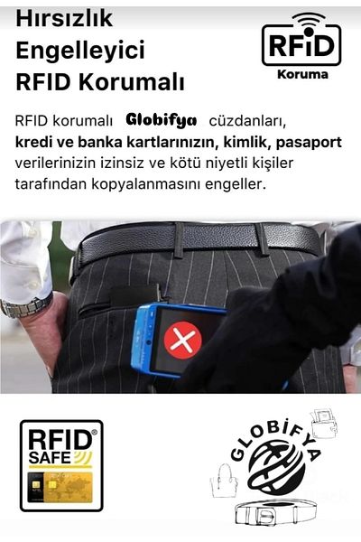 GLOBİFYA Automatic Mechanism Wallet Rfid Protection Theft Blocking Coin & Card Holder Wallet