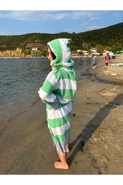 Aysesa Eco-Friendly 100% Cotton Hooded Beach Bathrobe – Standard Size with Bag, Bathroom Use
