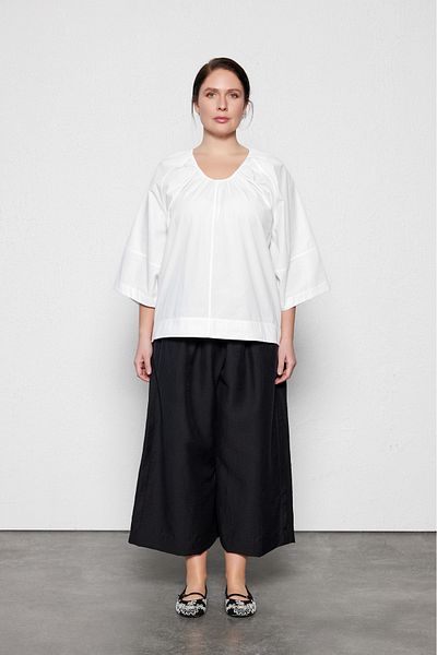 LUOKK Flat Plus Size Μπλούζα Ποπλίνα Λευκή