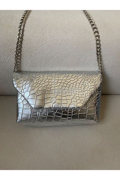 Mercan Mini geantă crossbody pentru femei - model crocodil și curea cu lanț