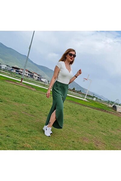 OEM Aerobin Fabric Wide Leg Slit Trousers