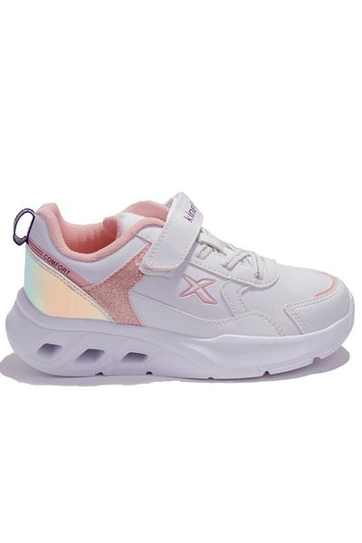 Kinetix Fergus Pu Alb Roz Ortopedic Zilnic Pantofi Sport Fete