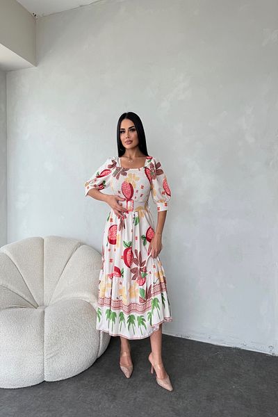LİLA İSTANBUL Rochie de vară cu guler pătrat cu imprimeu floral