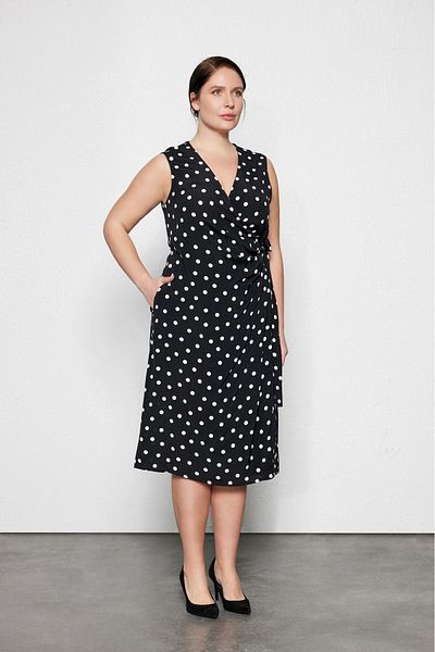 LUOKK Plus Size Midi Dress, Lunares Pattern
