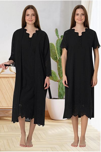 by İGP Maternity Nightgown Set with Scalloped Dressing Gown