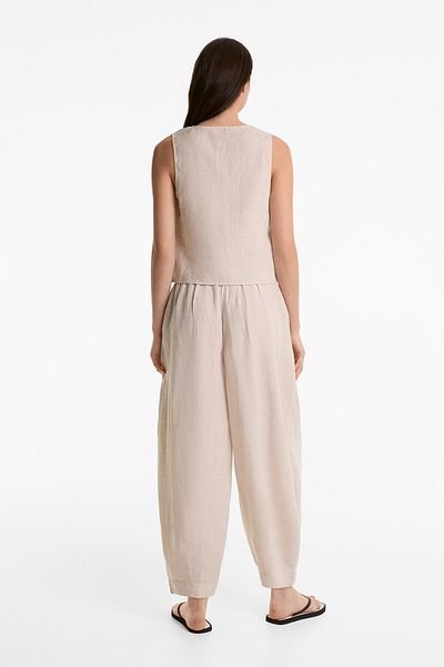 Oysho 100% linen tie detail top