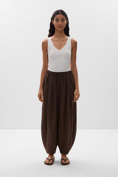 Oysho 100% Linen Balloon Trousers