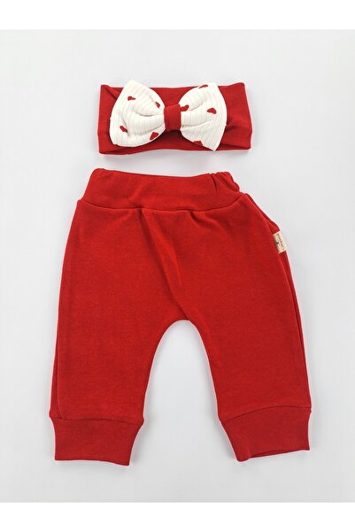 Butik Kız Bebek Üçlü Takım Pantolon Dantel İşlemeli Badi Bandana % 100 Pamuk Premium Kalite