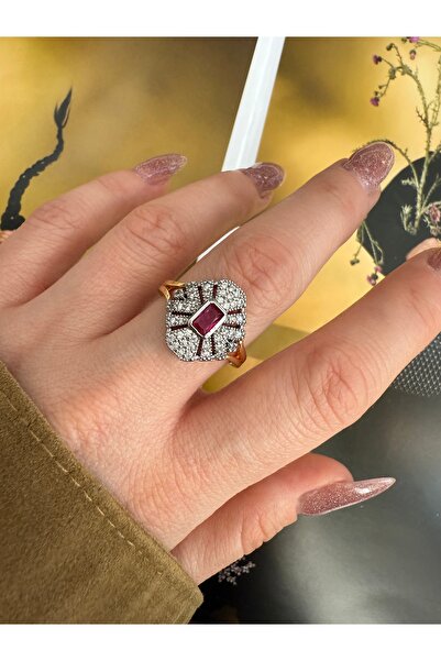 Pinery Jewels سلسلة VIP - خاتم نسائي من حجر الرغيف الفرنسي والزركون مع فتحة س...