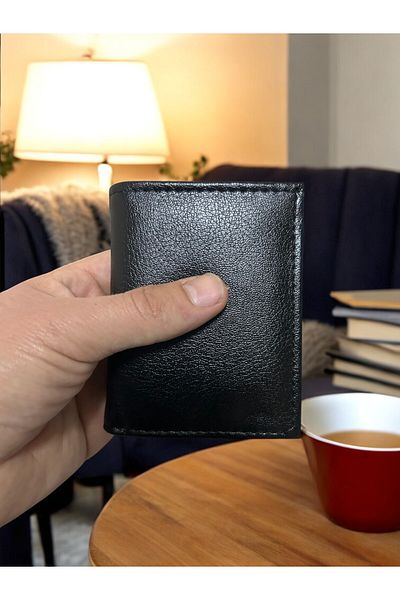 GLOBİFYA Men's Black Stylish Wallet with Paper Money and Coin Compartment Card Holder Wallet