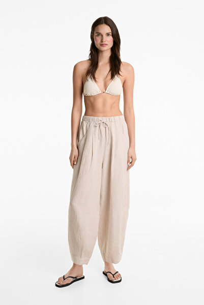 Oysho 100% linen balloon trousers