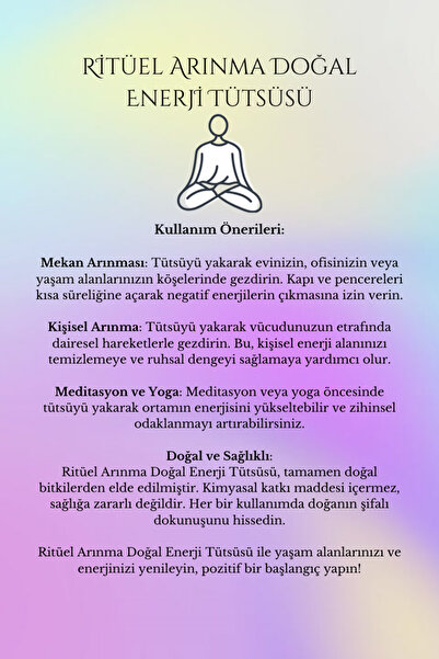 Avlu Doğal Ürünler Ritüel Arınma Doğal Enerji Tütsüsü (Adaçayı-Üzerlik-Defne-Altın Otu-Servi-Lavanta)