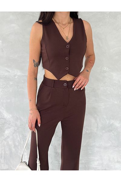 sportiness Crepe Vest and Trousers Set