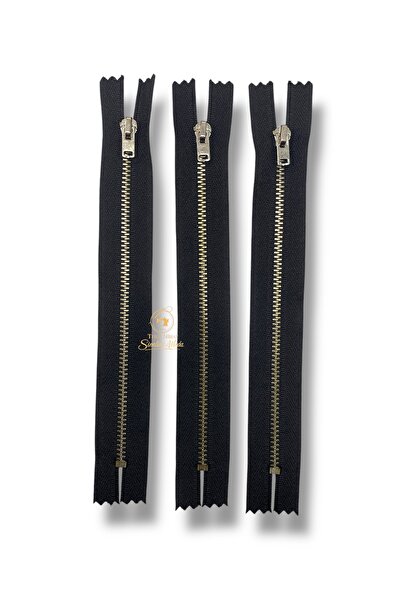 Simline Черно-сребрист метален цип за дънки (3 броя)