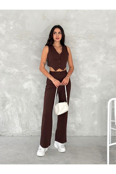 sportiness Crepe Vest and Trousers Set