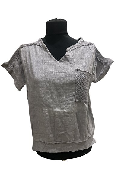 PHUTİ COLLECTION FİLE CEPLİ KETEN BLUZ