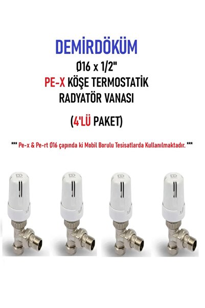 KALDE (4'lü Paket) DD-TP1 Köşe Pex Termostatik Radyatör Vanası