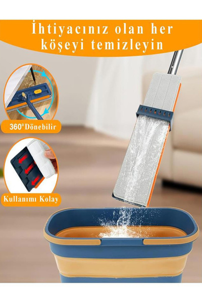 Egonex Xl-max Mop ( Yedek Bez Hediyeli ) Döner Başlıklı Temizlik Seti- Kova Mop Seti 18 Lt