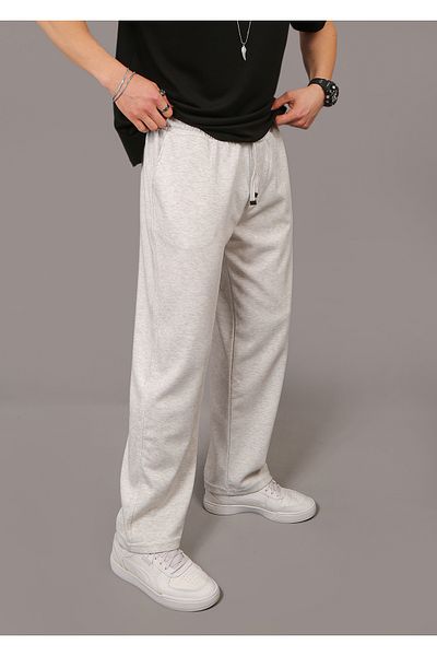 EydaMoon Men's Baggy Loose Cut Pique Trousers with Elastic Waist Original Fit