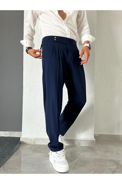 LA 1 END Baggy Fabric Pantalon - Italian Model, Buckle and Adjustable Belt