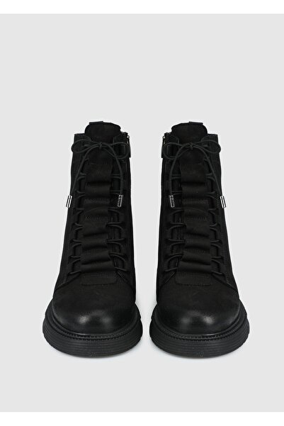 Provoq Δερμάτινες μαύρες γυναικείες μπότες