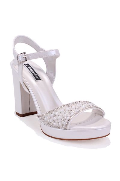 DAGOSTER Dza07- 337140   Mother of Pearl Beaded Platform Heeled Women's Shoes