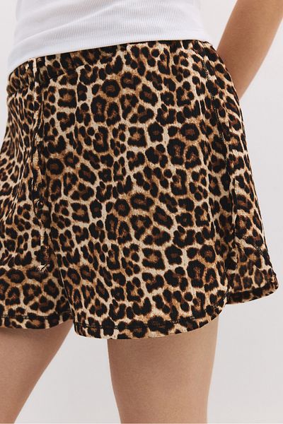 No Matter What Gathered Waist Leopard Mini Shorts