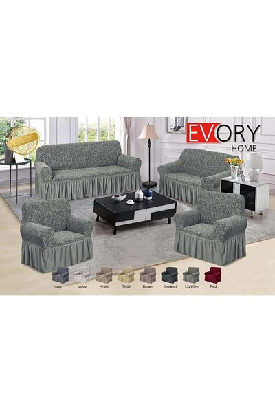 Evory Home Sofa Cover Jacquard 4 Pieces Set of 7 Seater (3+2+1+1) Slip Resistant Furniture Protector