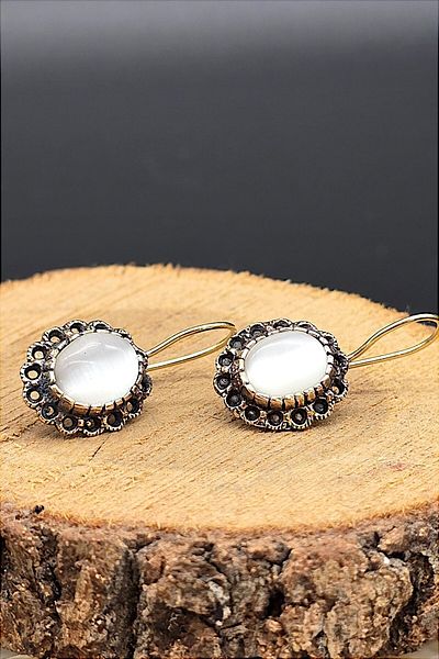 NBS Beautiful Naturel Stones Copper Selenite Earrings Quality Pure Copper Special Production (Gift, Special Day, Daily)