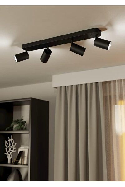 N Naturel Aydınlatma 4LÜ HAREKETLİ SPOT ARMATÜR AVİZE / SİYAH RENK