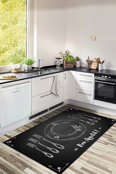 THEMODERNHANE Dijital Baskılı Yıkanabilir Kaymaz Tabanlı Dekoratif Salon Mutf...