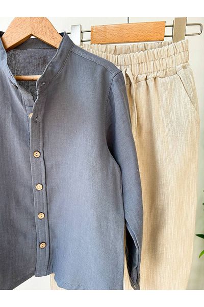 bebegci 2-Piece Boy's Set with Linen Shirt and Trousers