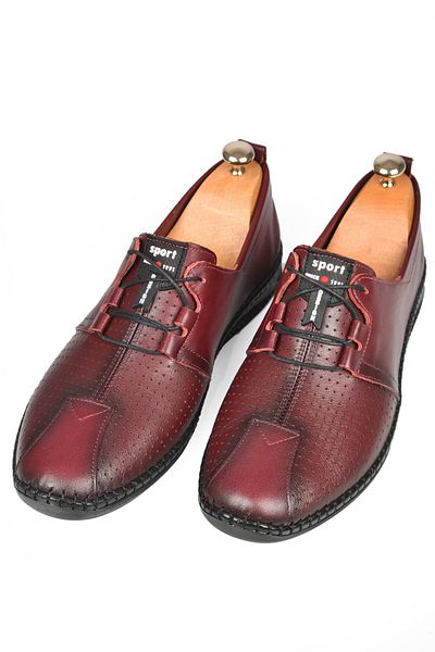 DeepSEA Men's Burgundy Laced Orthopedic Sole Inside and Outside Genuine Leather Summer Sandal Shoes 2509972