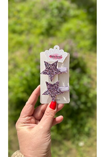 Toka Perisi Set de agrafe 2 piese cu cataramă stea liliac