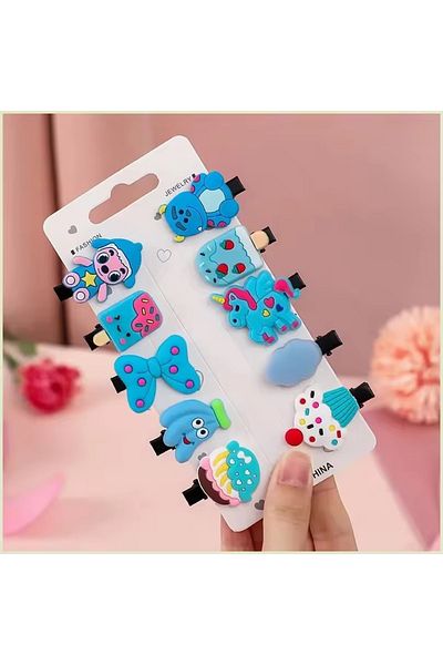 synshop Set de catarame pentru fetiță albastră - Stitch, Unicorn și Fluture