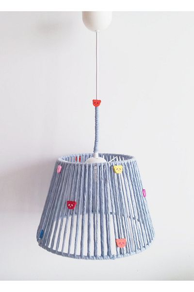 C&A&B KUZEY AVİZE Blue Macrame Rope Wrapped Accessory Baby and Children's Room Pendant Lamp Chandelier
