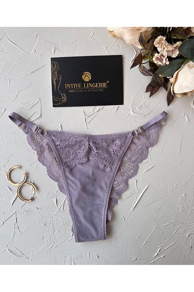 İntive Lingerie Ultra Flexible Transparent Adjustment Possibility User-Friendly Basic Design Thong (Lilac-Beige-Black)